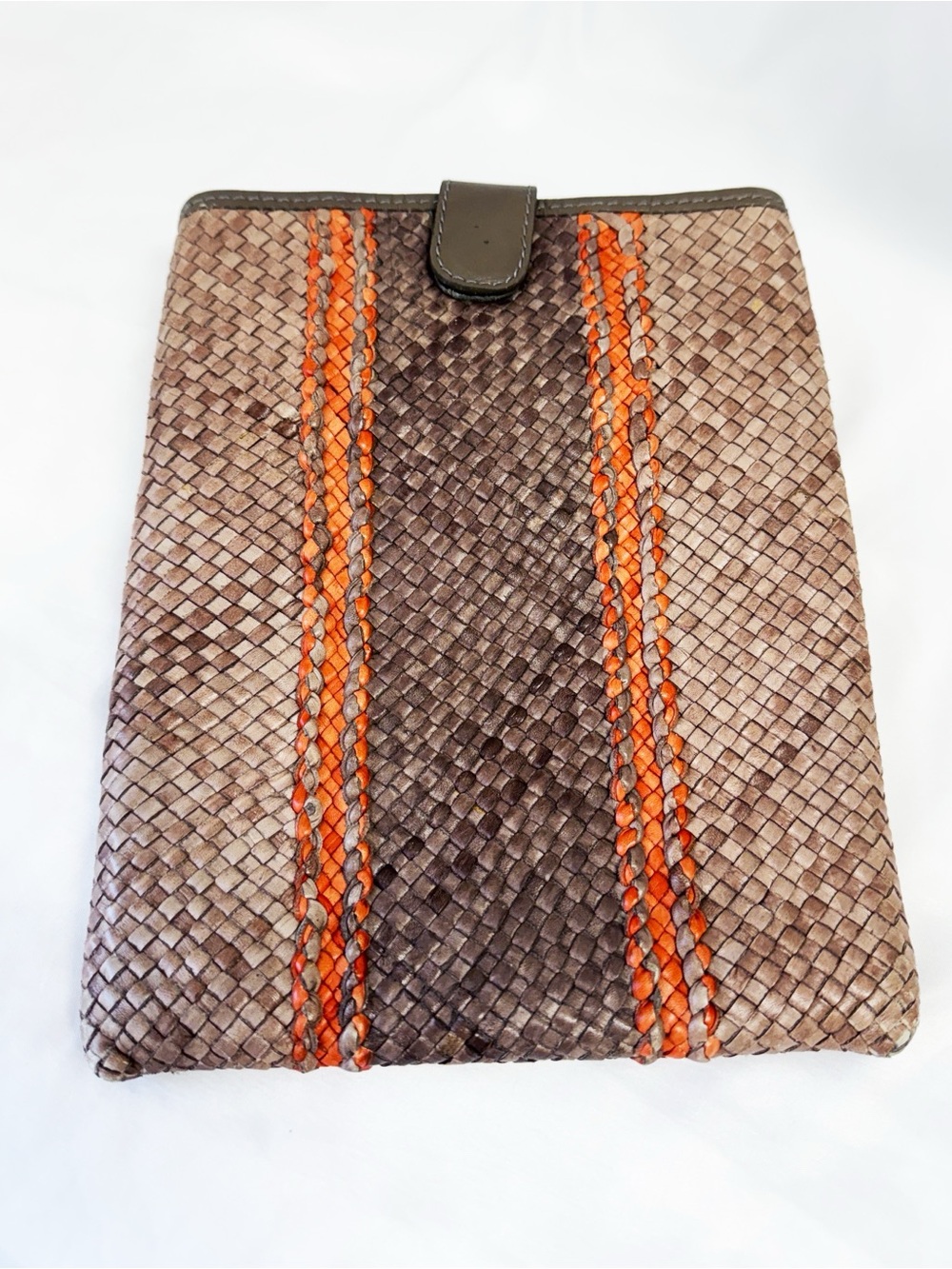 LANCE NY Leather Woven IPad Sleeve With Magnetic Closure 8”x10”